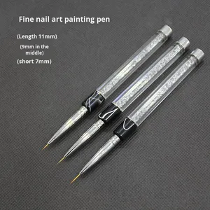Pinceau liner en nylon avec manche en strass pour la peinture et le dessin d'art sur ongles, idéal pour les artistes professionnels en gel. - Product Image 4
