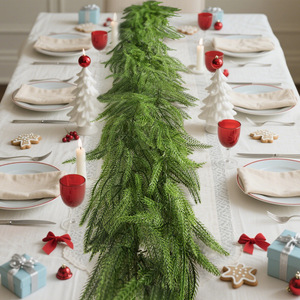 Guirlande de Noël Zongwang en pin de Norfolk 1,8 m, guirlande en rotin tressé, décorations faites à la main de style européen - Product Image 3