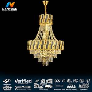 Lámpara de Techo Colgante Grande de Cristal LED Dorada de Lujo para Hotel y Hogar - Product Image 1