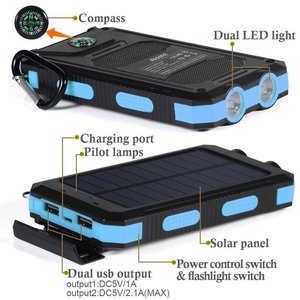 <span class=keywords><strong>Meilleur</strong></span> Portable Étanche Banque de Puissance De Batterie Solaire 10000mah <span class=keywords><strong>Chargeur</strong></span> Solaire avec Boussole - Product Image 6