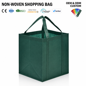 Custom Heat Transfer Printed Letter Non Woven Shoulder Tote <b>Bag</b> Square Reinforced Handles <b>Foldable</b> for Retail Grocery Travel - Product Image 1