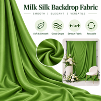 Rideaux de scène en soie laiteuse vert armée pour mariage, 10x10 pieds, pour banquets, événements extérieurs, fêtes et décoration de scène - Vente en gros