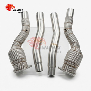 Tuyau d'échappement pour <span class=keywords><strong>Ferrari</strong></span> GTC4Lusso 6.3L V12 en acier inoxydable, tube avant de course avec bouclier thermique, performance accrue - Product Image 1