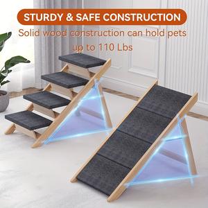 Rampa Plegable para Mascotas de <span class=keywords><strong>Madera</strong></span> Maciza Resistente y de Venta Caliente con Superficie Antideslizante para Perros Grandes - <span class=keywords><strong>Escalera</strong></span> Auxiliar para Subir Escaleras - Product Image 6
