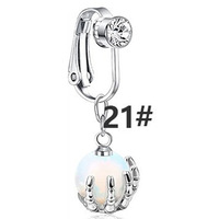 Nouveau piercing de nombril en zircon, bijou corporel avec barre de 6 mm de longueur et 10 mm, bijoux en alliage et cristal avec clips d'oreille