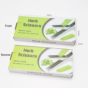 Ciseaux à herbes en gros pour la cuisine avec 5 lames et un couvercle pour couper la laitue, la coriandre et les oignons verts en fines feuilles - Product Image 3