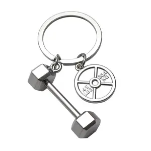 Wholesale Weights Dumbbells Barbells Llavero Metal Keychain Holder Key Ring Metal Key Chain