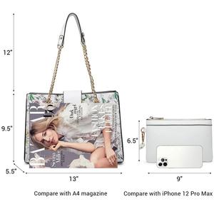 ชุดกระเป๋าถือหนังแท้สำหรับผู้หญิง,กระเป๋าถือหนังแท้ขนาดใหญ่ OEM จากโรงงานด้ามจับยาว - Product Image 3