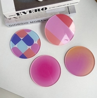 Sous-verres en acrylique magenta pour café et thé au lait, tapis isolant thermique haute définition, décoration de table, tapis décoratif