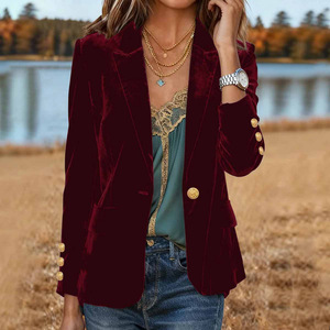 <span class=keywords><strong>Blazer</strong></span> de <span class=keywords><strong>Mujer</strong></span> Tejido con Cuello Mao y Botones, Estilo Occidental Elegante, Otoño-Invierno 2025, para Europa y América - Product Image 2