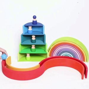 12Pcs Stacking Toy Large <b>Rainbow</b> Building Blocks <b>Wooden</b> for Kids Montessori Educational Toys - Product Image 4