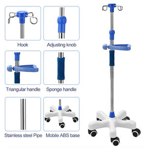 Penjualan laris baru baja tahan karat, tiang <span class=keywords><strong>IV</strong></span> berdiri infusi Rumah Sakit tinggi dapat diatur mudah untuk bergerak - Product Image 2