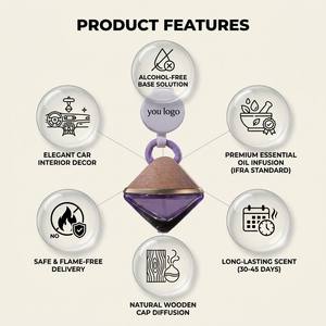 Luxury Diamond Shaped <b>Car</b> Hanging Perfume <b>Diffuser</b> Glass <b>Bottle</b> For Modern Interior Decor Wholesale Private Label Premium Set - Product Image 3