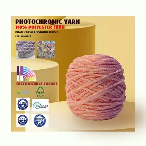 Fil à tricoter à la main photochromique Polyester à changement de couleur UV Fil à tricoter photochromique