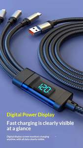 Cable de Datos Tres en Uno con Pantalla Digital Inteligente de 120W, Conectores Micro <span class=keywords><strong>USB</strong></span>/Tipo-<span class=keywords><strong>C</strong></span>, Carga Súper Rápida - Product Image 6