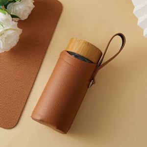 Stylish PU Leather Customizable Durable Portable Water <b>Bottle</b> & Boba Drink Holder with Strap for Promotional Use - Product Image 4