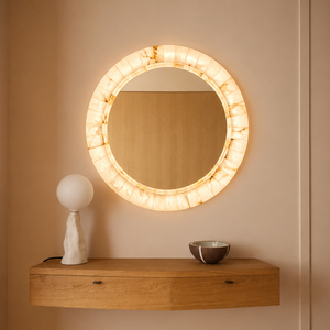 Wall Mount Onyx Frame <b>Led</b> <b>Mirror</b> Circular Lighted Bathroom <b>Mirror</b> For Residential Space - Product Image 1