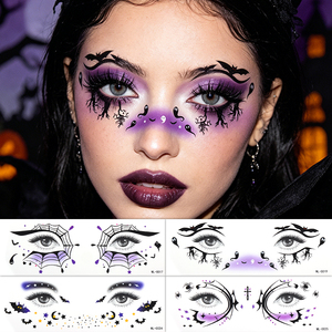 Autocollants de <span class=keywords><strong>tatouage</strong></span> temporaire pour le visage, étiquettes privées personnalisées OEM, pour Halloween, maquillage des yeux, tatouages faciaux imperméables en gros pour les fêtes - Product Image 2