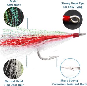 Colores personalizados rojo Bucktail Teasers Señuelos de Pesca de agua salada Fluke Rig anzuelos de pesca Mylar <span class=keywords><strong>Flash</strong></span> Bucktail Teasers <span class=keywords><strong>B10</strong></span> - Product Image 2