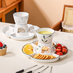 Set per Fonduta di Formaggio e <span class=keywords><strong>Cioccolato</strong></span> Fai-da-Te in Porcellana Bianca Pura, Ecologico, 1-2L, con Vassoio per Vino e Gelato, Bicchieri Haagen-Dazs - Product Image 4
