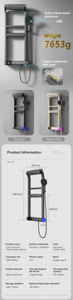 Panneau de <span class=keywords><strong>douche</strong></span> thermostatique intelligent à 360 degrés avec affichage numérique LED hydropower mural brossé pour appartement et hôtel - Product Image 6
