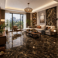 Ubin Lantai Marmer Pola Emas Coklat Tua Mengkilap 800x800mm Guangdong Premium Interior Room Luxurious Careaux De Sol Maison 60x60