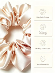 Chouchous en satin de soie personnalisés avec logo, grande taille, doux et élastiques, pour femmes, accessoires de marque de boutique, directement de l'usine - Product Image 2