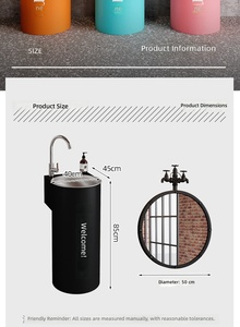 Lavabo sur pied moderne avec support de robinet monotrou facile à nettoyer, structure métallique, lavabo commercial autoportant pour cafés et pubs - Product Image 6
