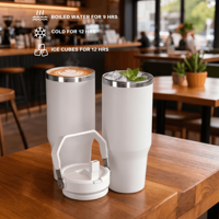 Gobelet isotherme en acier inoxydable 304 de 30 oz avec couvercle rabattable, paille intégrée et poignée de transport, idéal pour la sublimation et les voyages (vente en gros)