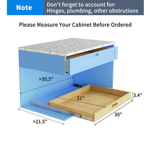 Bamboo Wood Pull Out <b>Drawer</b> <b>Storage</b> <b>Box</b> Rectangle 45L Durable Office Organizer Cabinet Organizers - Product Image 3