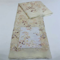 Dentelle de créateur en tissu maille 80 GSM écologique, à double sequin, perlée, motif géométrique abstrait, style mariage français, pour robes de soirée