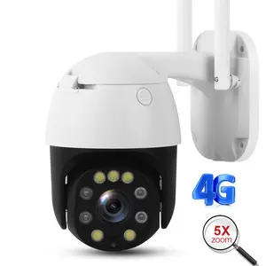 3G 4G WIFI摄像机1080P HD 5X光学变焦室外安全音频通话扬声器IR 20M PTZ 2.8-12毫米sim卡无线IP摄像机