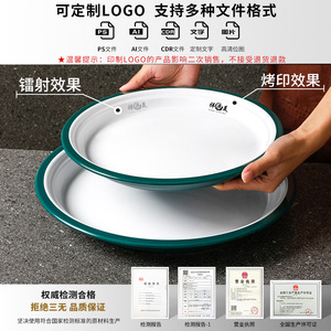 จานเมลามีนทรงกลมสีขาวขอบแดงและสีเขียวอมฟ้าสำหรับร้านอาหาร - Product Image 4