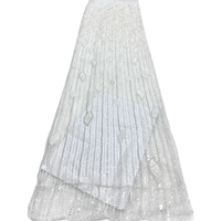 Tissu en dentelle à paillettes de haute qualité NI.AI, tissu en filet brodé avec des perles pour soirée, mariage