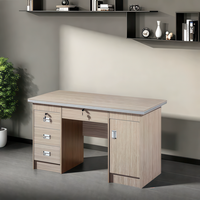 Bureau de direction classique en bois avec tiroirs verrouillables, grande table d'ordinateur avec armoire de rangement