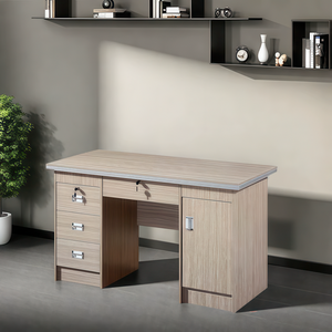Classic Wooden Executive Office <strong>Desk</strong> with Locking Drawers, <strong>Large</strong> Computer Table with Storage Cabinet - Product Image 5