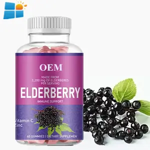 OEM/ODM/OBM Label pribadi Bear Elderberry Gummies Vegan dukungan kekebalan tubuh Elderberry Mies suplemen