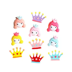 Prezzo all'ingrosso corona testa principessa design cabochon in resina per bambini