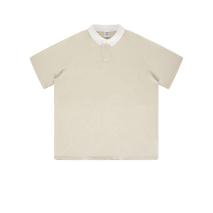 เสื้อยืดโอเวอร์ไซส์ทรงสตรีทสำหรับผู้ชาย QUATU คอปก แขนราแกลน คุณภาพสูง สีพื้น พิมพ์ลายเรียบๆ ดีไซน์เรียบง่าย - Product Image 3