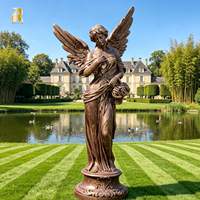 Estatua de Ángel Alado de Bronce de Tamaño Real MILY, Escultura de Estilo Antiguo con Diseño Europeo para Jardín o Parque al Aire Libre