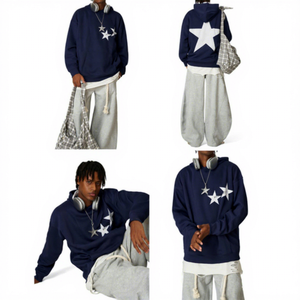 Sudadera Unisex para Hombre, de Invierno, Forro Polar, Holgada, con Capucha, Estampada, con Parche Bordado Personalizado con Logotipo de Estrella, Resistente al Viento e Impermeable - Product Image 1