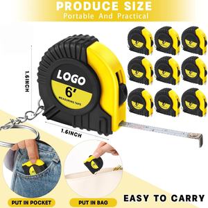 شريط قياس صغير قابل للسحب بطول 6 أقدام/2 متر مع سلسلة مفاتيح وشعار مخصص، مجموعة وظيفية بالجملة مع قفل انزلاقي - Product Image 2