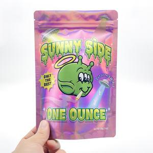 Bolsas de Película de Poliéster Holográficas Autoportantes, Reutilizables, Selladas, Antiolor, para Granos Extranjeros, de 3.5g, 8oz, 1lb, Impresión Personalizada, en Existencia - Product Image 4