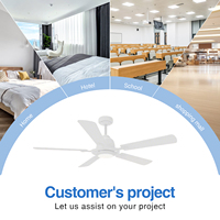 Ventilateur de plafond contemporain blanc à pales droites de 52 pouces avec 5 pales, LED à intensité variable, moteur DC silencieux et télécommande intelligente