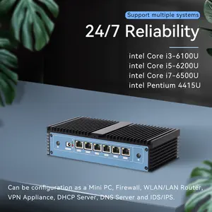 Intel Core i3 i5 i7 Mini PC DDR4 6 RJ45 i211 Lan WOL HD VGA tường lửa Ubuntu máy tính không quạt pfsense Linux mềm Router