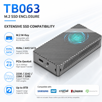 Enclosure Thunderbolt 3 USB4 M.2 NVMe SATA Tanpa Alat 40Gbps dengan Pendingin Kipas HL7440+RTL9210 Mendukung SSD 8TB TB063