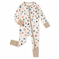 Combinaison bébé au design intemporel, imprimé numérique, en fibre de bambou, avec pieds repliables, fermeture éclair bidirectionnelle, toutes saisons, unisexe, marque privée, nouveau-né