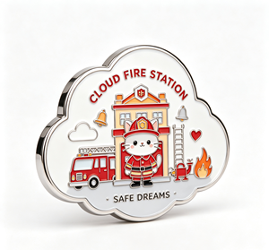 Pin de Solapa Personalizado de Estación de Bomberos, de Aleación de Zinc con Esmalte Duro, en Forma de Nube, Insignia de Recuerdo para Regalo de Viaje - Product Image 3