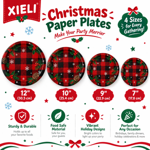 Piatti di Carta Monouso per Feste Natalizie, Robusti e Durevoli, Senza BPA, Produzione all'Ingrosso XIELI Indonesia - Product Image 2