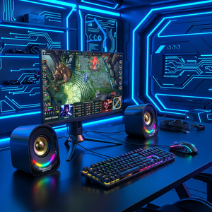 Altavoz para Juegos de Computadora Keywin X2 USB 2.0 con Audio y Video LED RGB, Sonido Estéreo LED RGB Personalizado de 5-10W, Efectos de Sonido para Juegos - Product Image 3